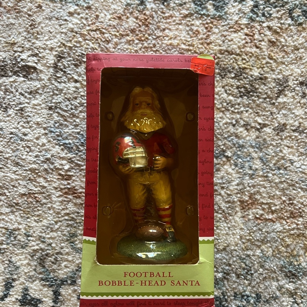 Football Bobble-Head Santa Figurine